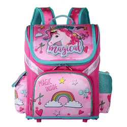 Начальная девочка рюкзак школьный 2019 новый детский Единорог цветочный Детский рюкзак на молнии ортопедический школьный портфель для