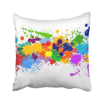 

Throw Pillow Cover 18X18 Inch Polyester Color Colorful Paint Of Splatter Brush Collection Ink Liquid Splash Abstract