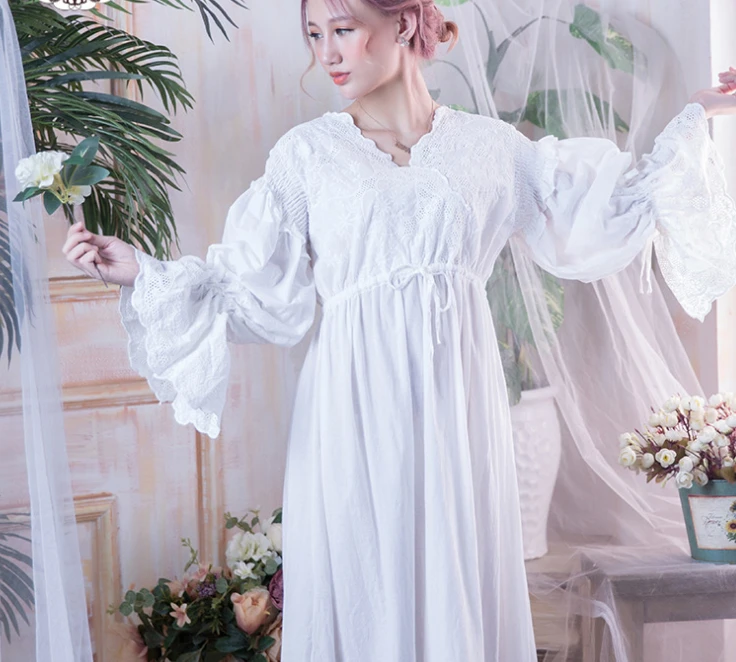 Ночные рубашки одежда для сна Женская домашняя в винтажном стиле|home dress|sleepwear