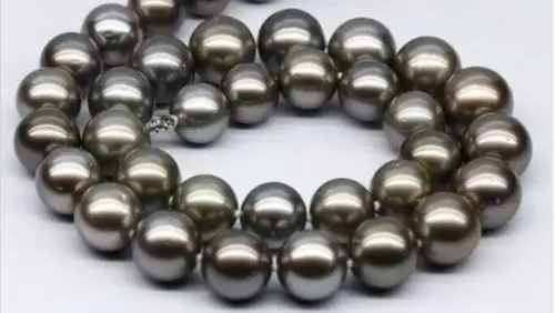 

FREE SHIPPING HOT sell new Style >>>> Superb AAA+11-12mm Natural Tahitian genuine black round pearl necklace 18