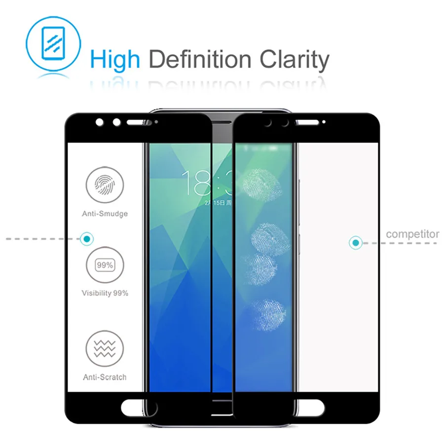 2 шт. Защитное стекло для Meizu m5 note m6 Примечание сплошная полноэкранная закаленная