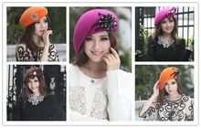 2017 vintage frauen wollfilz hut derby kirche cocktail-abend-partei cap kleid berets winter warme mützen skullies 5 teile/los