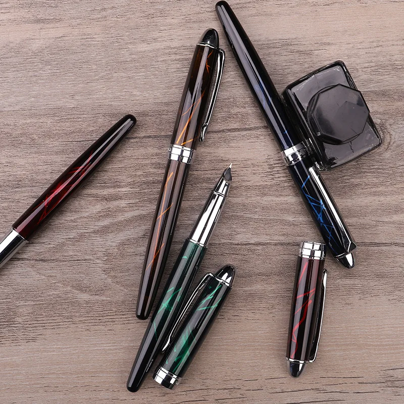 1Pcs Luxury Beautiful Acrylic Business Ink Calligraphy Pen Colorful Line Student Gift Fountain Pen School Office Stationery