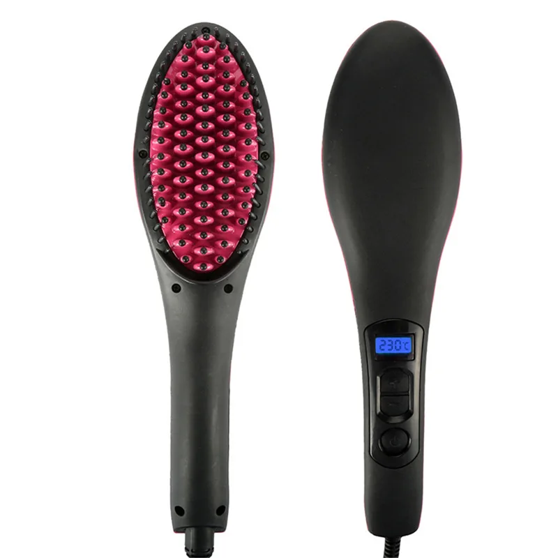 Hair straightener comb durable electric straight hair comb brush LCD heating ceramic straight hair