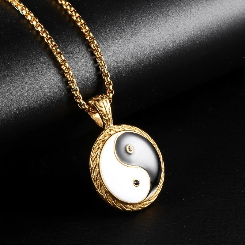 RIR трендовая подвеска Yin Yang модное золотое ожерелье Инь Янь из нержавеющей стали