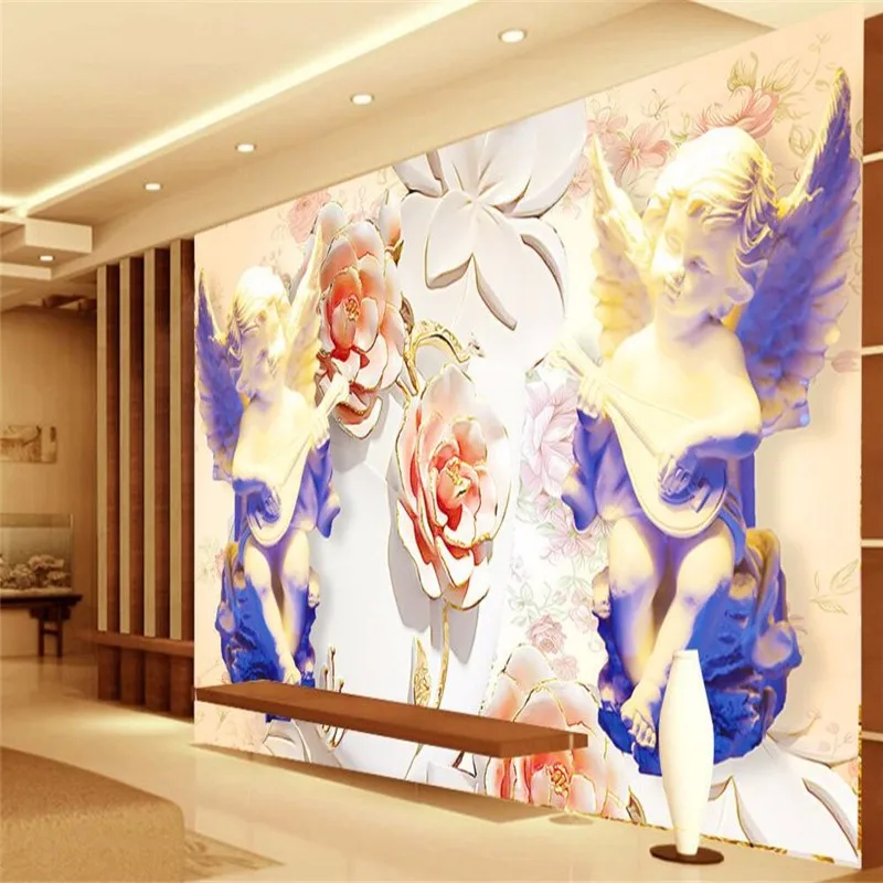 Custom-Photo-Wallpaper-3D-Stereo-Large-Murals-Europe-angel-sculpture-flower-living-room-bed-bedroom-flash (1)