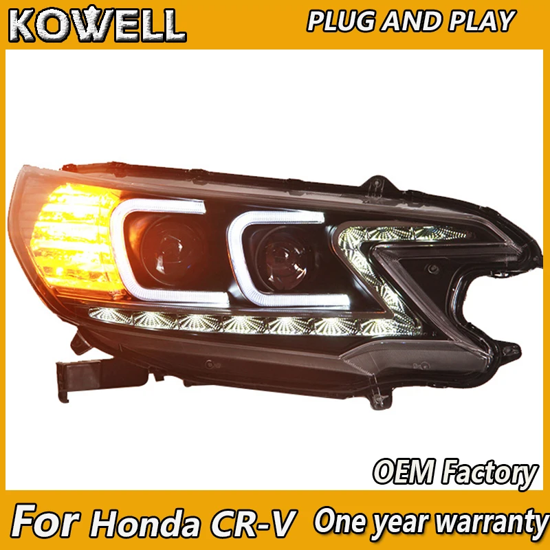 KOWELL автомобильный Стайлинг для Honda CRV Headlights светодиодные фары 2012- головная лампа двойной с ангельским глазом Led DRL передний свет Биксеноновые линзы