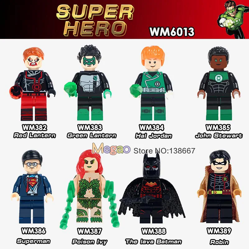

Single legoings DC Super Hero Figures Green Lantern Clark Kent Superman Batman Robin Building Block Legoings Friends Toys