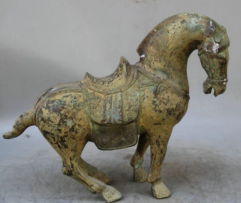 

S1667 13" Chinese Bronze Folk success animal Zodiac Year Tang Horse Statue sculpture D0318