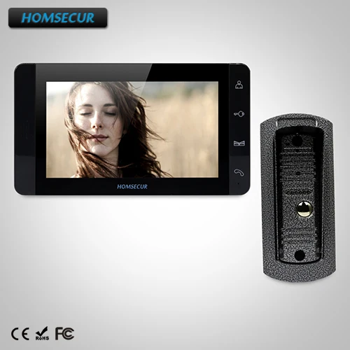 

HOMSECUR 7" Wired Video&Audio Smart Doorbell+Black Monitor 1C1M for House/Flat TC041 + TM703-B