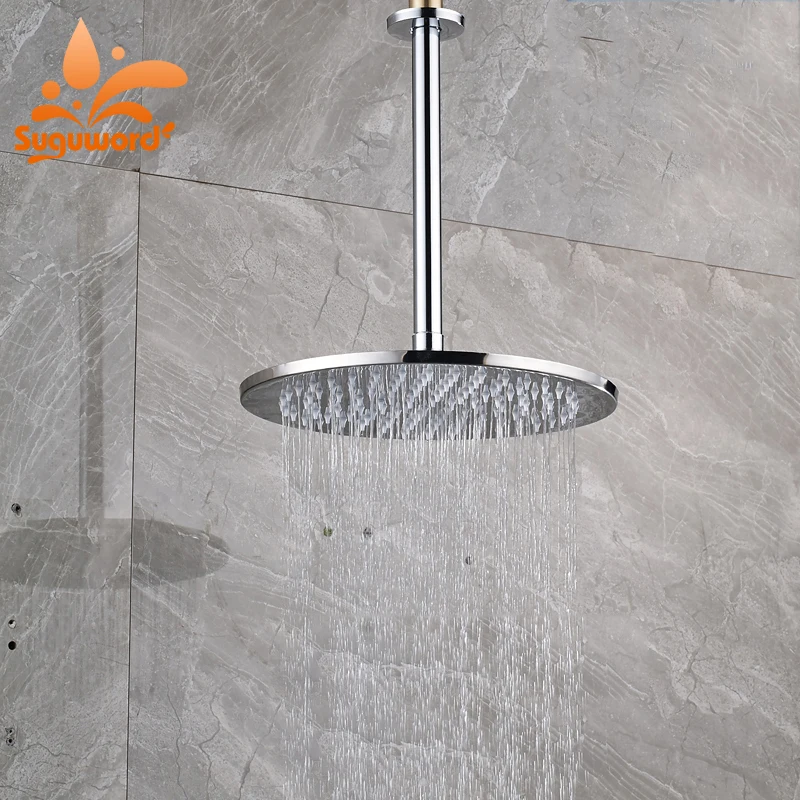 

Suguword Chrome 16'' Round Shower Head with Arm Ceiling Mounted Accessories