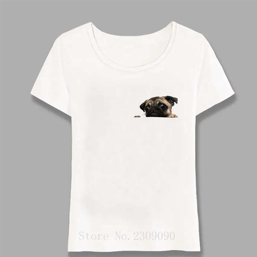 

New Summer Fashion Women T Shirt Cute Worried Pug Print T-Shirt Lovely Dog Design Punk Woman Casual Tops Hip Hop Tee Harajuku