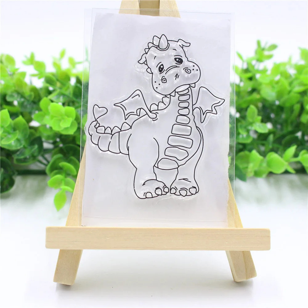

Cute Dinosaur Clear Transparent Stamps Metal Cutting Dies Stencils Scrapbooking Embossing Album Paper Cards Decorative DIY Craft