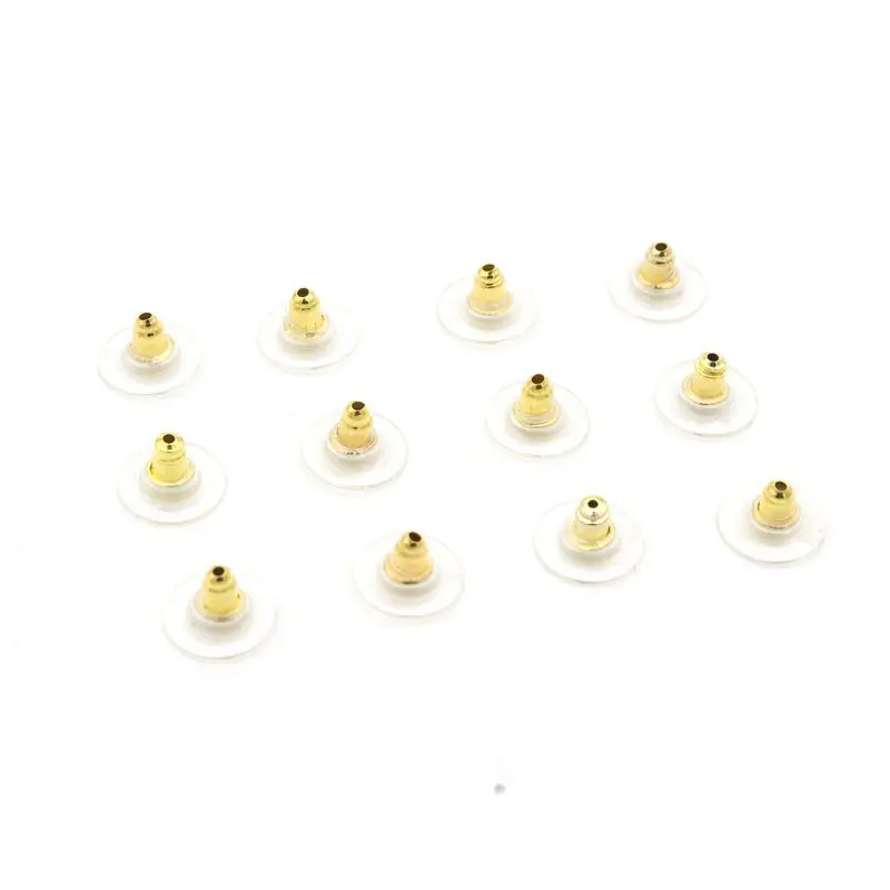 

100pcs Gold Silver DIY Craft Accessories Silicon Stud Earring Back Stoppers Ear Post Nuts For Jewelry Making Findings Components