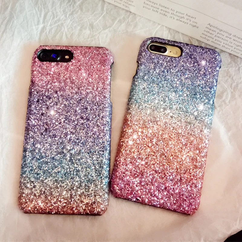 Жесткий чехол накладка из поликарбоната с блестящими блестками для iPhone X XS 8 7 6 6S