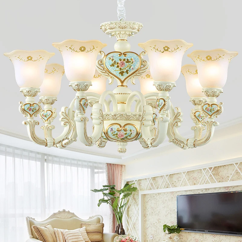 

Resin Chandelier Lighting Living Room Light High Quality Hand-painted Pattern Chandelier dinning room lamp
