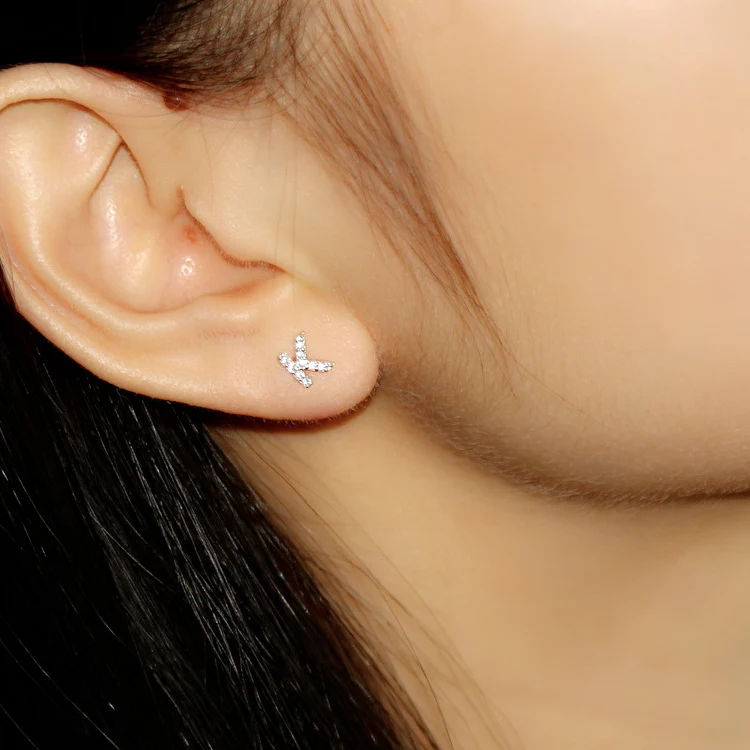 Venta superior de marca de lujo nuevos pendientes de 26 letras Real de plata de ley 925 incrustaciones AAA pendientes de circonita cúbica para mujer carta T-Z