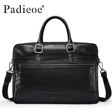 Padieoe hombre Maletín de Cuero Genuino de La Vendimia Ocasional Bolsos Del Negocio Del Ordenador Portátil Crazy Horse Hombres Bolsas Bolsas de Asas de Cuero de Vaca Masculina