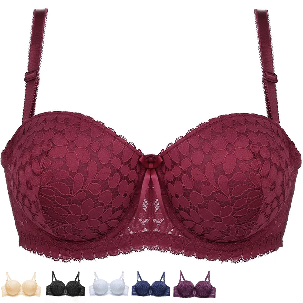 

Round Cup Underwire Super Push UP Bra For Women Lady B C Cup Underwear Sexy Flower Lace Women Bras Lingerie Floral Bralette
