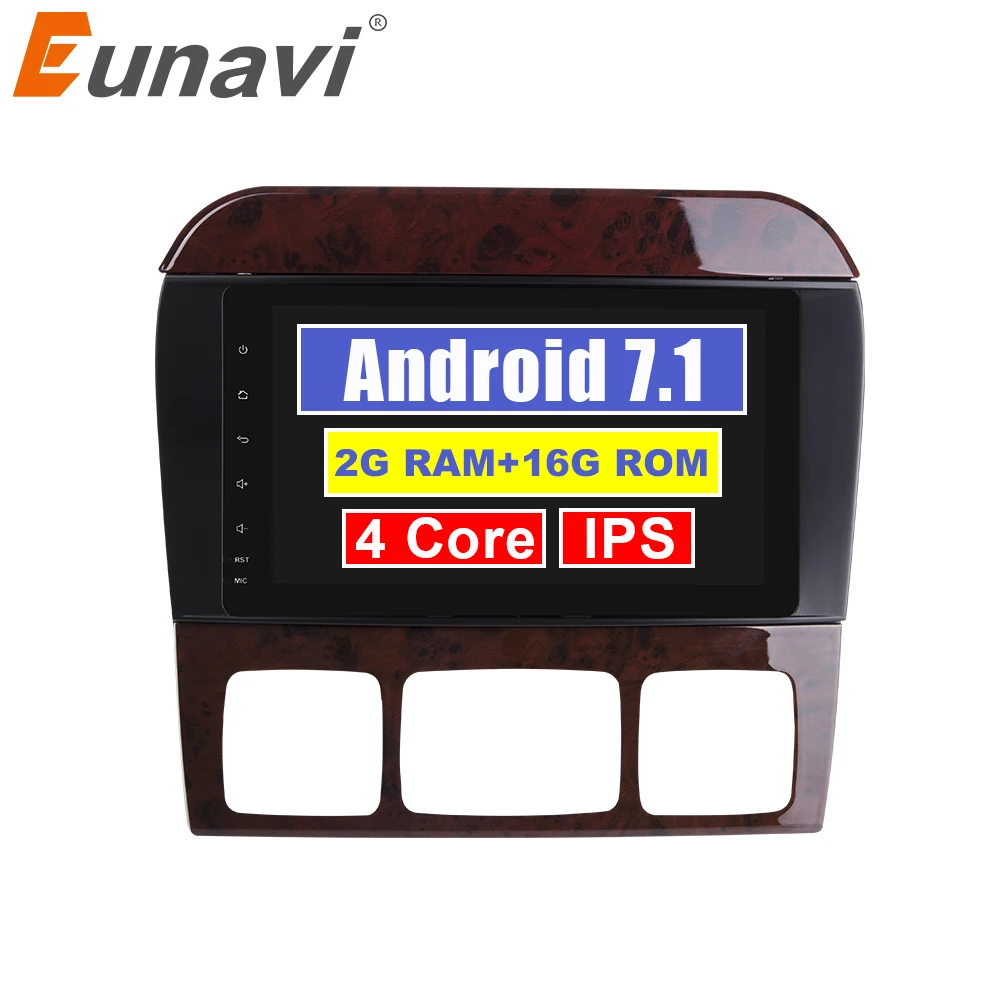 Discount Eunavi 4 Core 2 Din Android 7.1 Car Radio Stereo Player GPS Navigation For Mercedes-Benz S-Class W220 CL-Class W215 Bluetooth 0