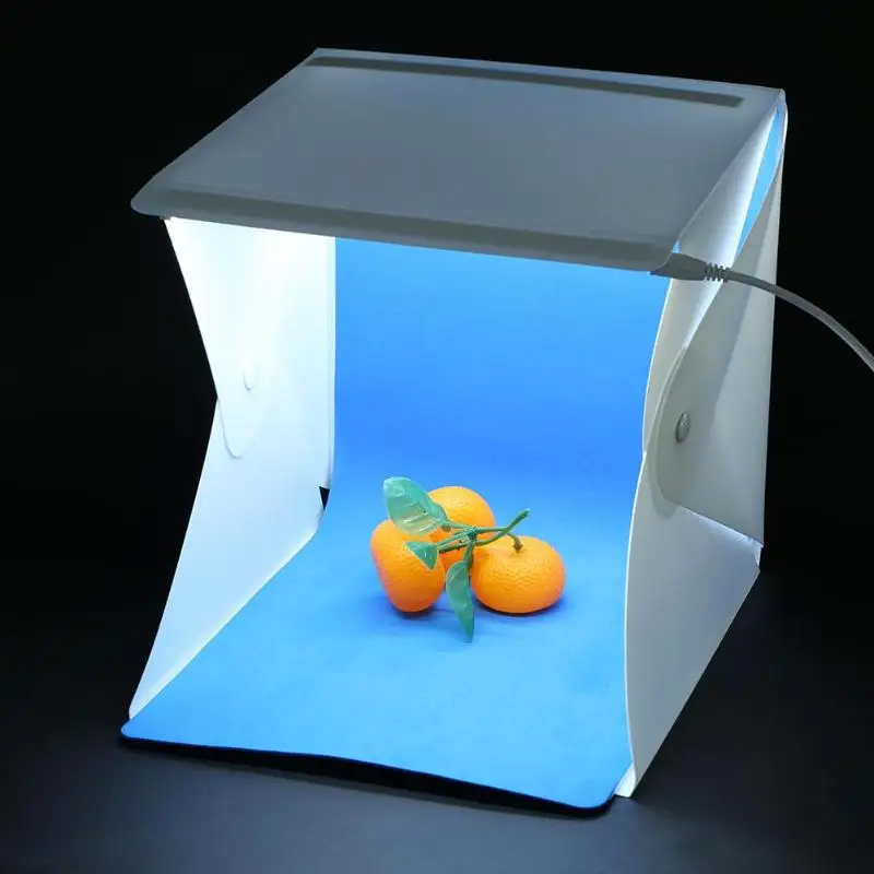 

USB Charged Portable Mini 2 LED Light Folding Lightbox Photography Background Backdrop Cube Photo Studio Box Softbox night lamp