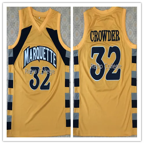 

#32 Jae Crowder Marquette Golden Eagles Throwback mens Basketball Jersey Embroidery Stitched Customize any name and number
