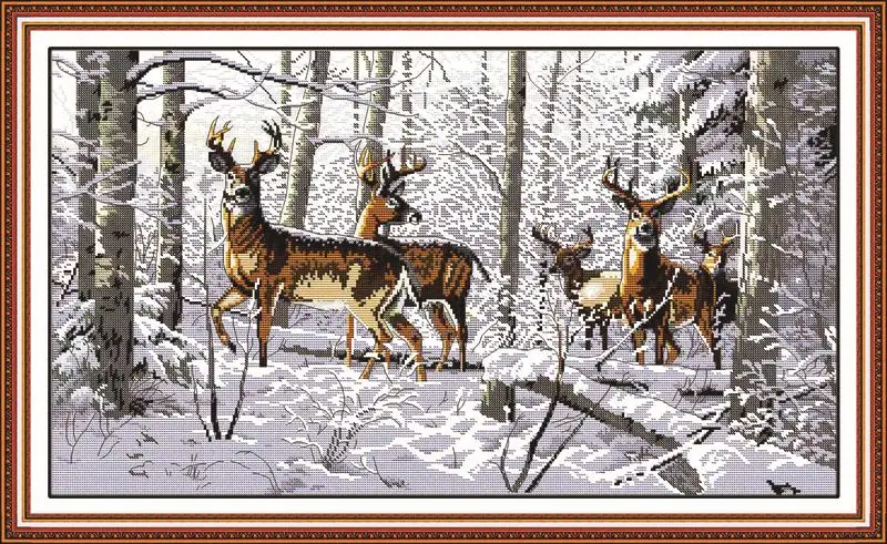 Antelopes in the Snow Счетный 11CT 14CT DMC Вышивка крестом сделай сам Китай наборы для вышивки
