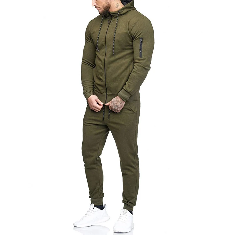 Men Sport TrackSuit Slim Men Zipper Long Sleeve Slim Hip Hop Male Clothing Casual Sweatshirt Jacket+Pant Sets 2 pieces set male