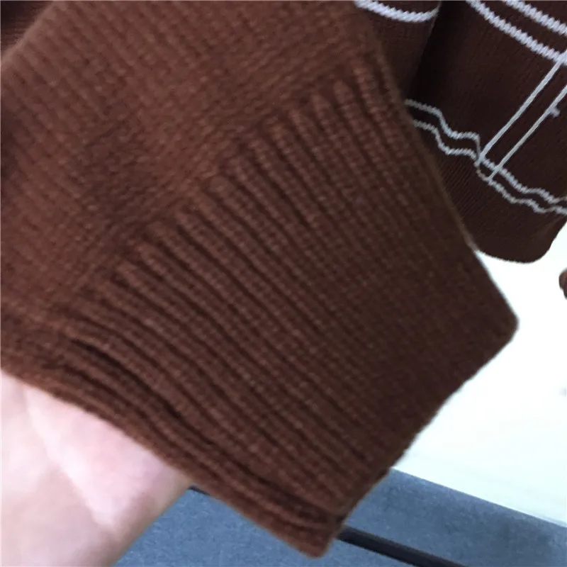 Women Wool Sweater Autumn V-neck Long Sleeve Beading Sweater Pullover 2018 Casual Plaid Sweater