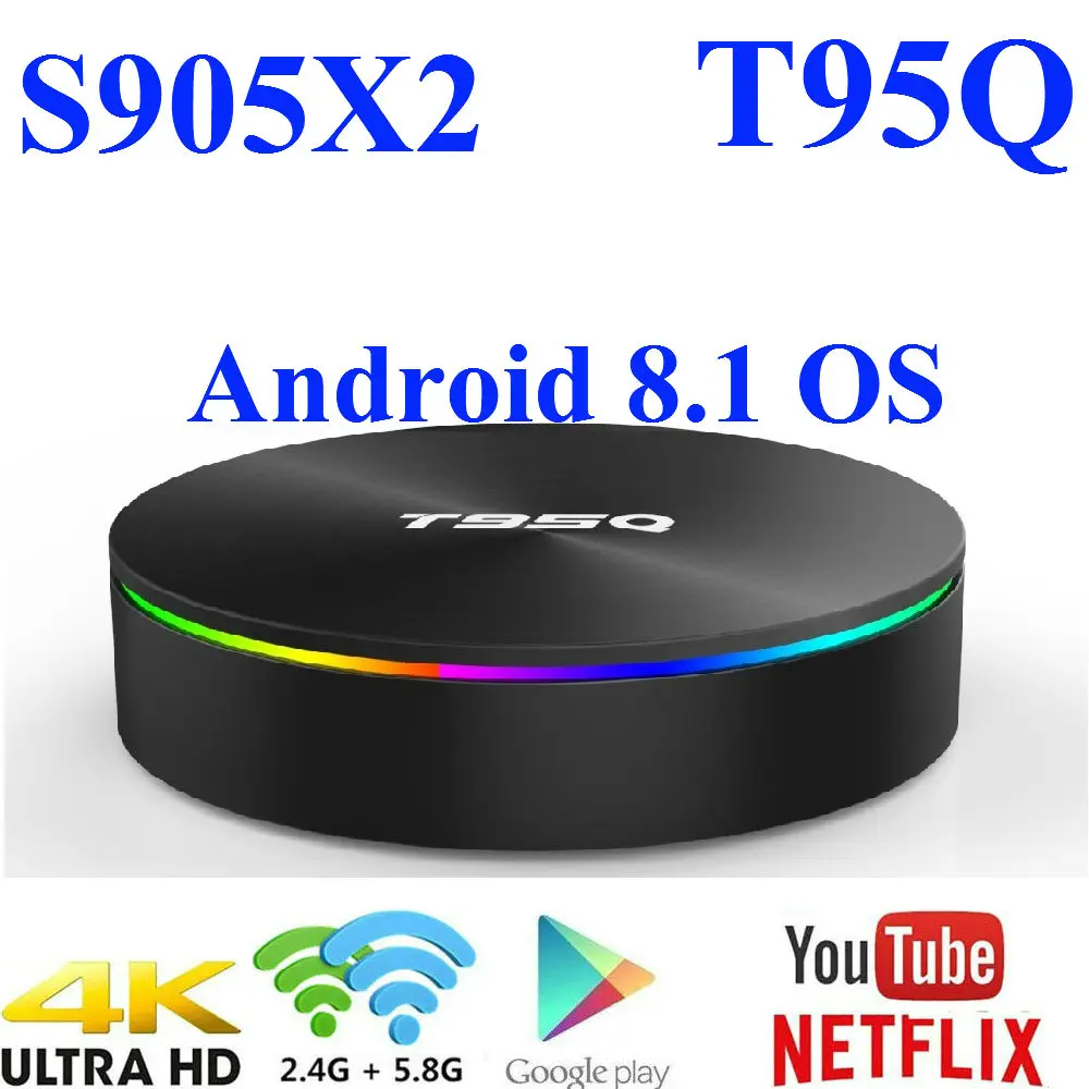 

H96 T95Q Smart TV Box S905X2 Quad-core 64bit Davlin MP2 GPU 4G/64G Android 8.1 2.4G/5.0GHz Wifi Set Top Box Family TV Bluetooth