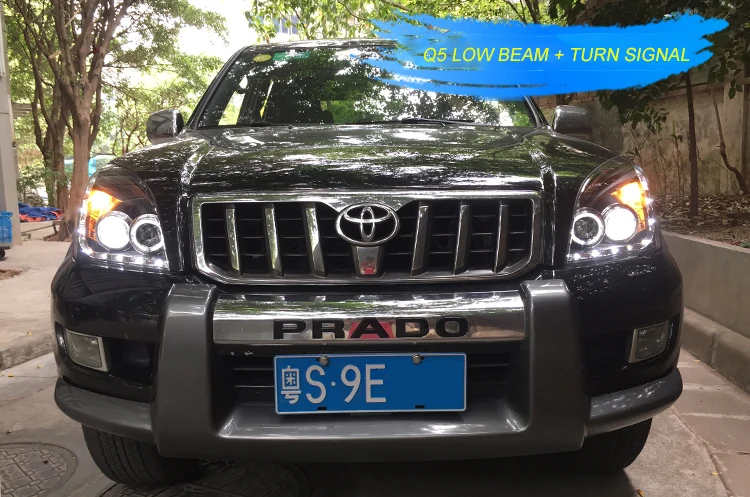 Автомобильный Стильный чехол на голову для Toyota Prado FJ120, фары, светодиодный фонарь, DRL Объектив, двойной луч, Биксеноновые HID аксессуары