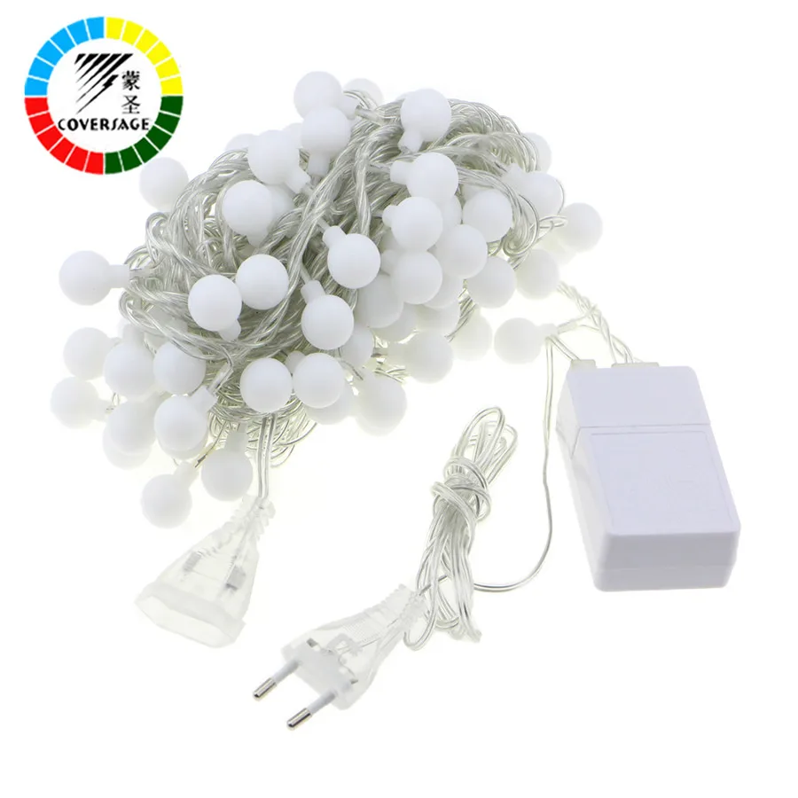 Coversage 6M 40 Led Christmas Tree Garland String Xmas Decoration Outdoor Ball Curtain Navidad Curtain Fairy Holiday Lights