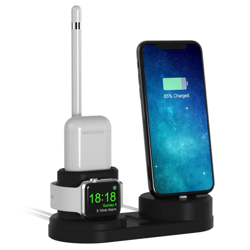 

For Apple Watch 1 2 3 4 Charging Dock Holder 4 In 1 Charger Stand Holder for Apple Pencil for Airpods for iPhone X XS XR 8 7 6s