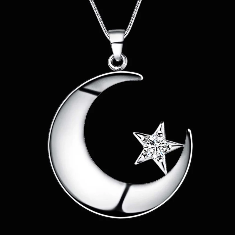 Новое поступление милое серебряное ожерелье Луна и звезда любящий подарок для женщин AN160