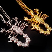 Men ‘ s hacia fuera helado escorpión Cubic Zirconia collares pendientes con cadena con eslabón cubano collar de la personalidad hombres de Hip Hop joyería