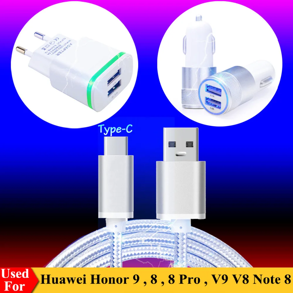 US / EU AC Plug Charger, Dual USB Car Charger for Huawei Honor 9 , 8 / 8 Pro V9 V8 P9 P10 Nova 2
