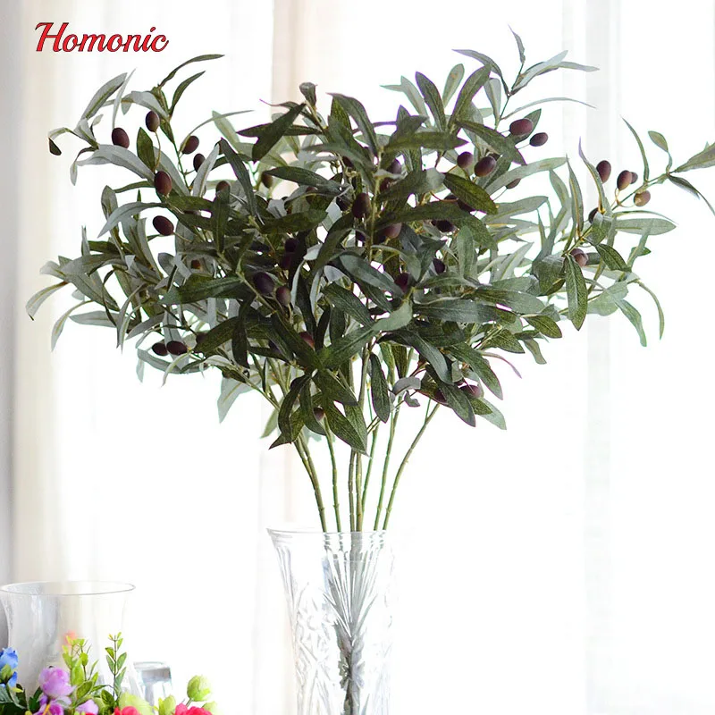 Simulation artificial olive branch Artificial green plant leaves