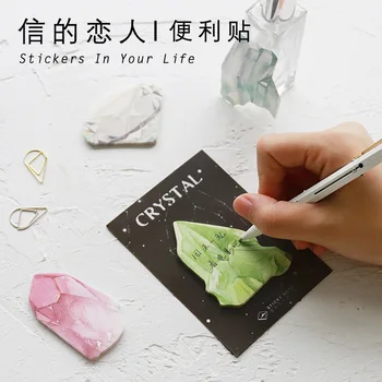 

4packs/lot Creative Crystal Shape Notes Bookmark Cute Paper Sticker Mini Memo Pad Sticky Notes Kawaii Stationery