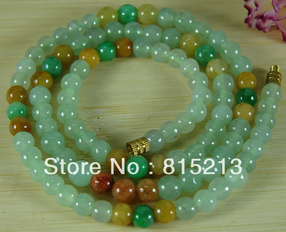 

ddh00600 3 Colors Bead Luxury Necklace Grade A Jade Jadeite Pendant w/certificate