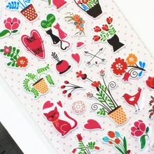 3 Sheet cute flower Diary Kids 3D bubble Stickers Scrapbooking Baby Gift Children Toys
