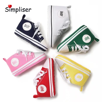 

Lace-up Newborn Baby Sneakers Soft Cotton Sole Anti-slip 0-18 Moths Girls Boys Casual Walking Boots High First Walkers Infant