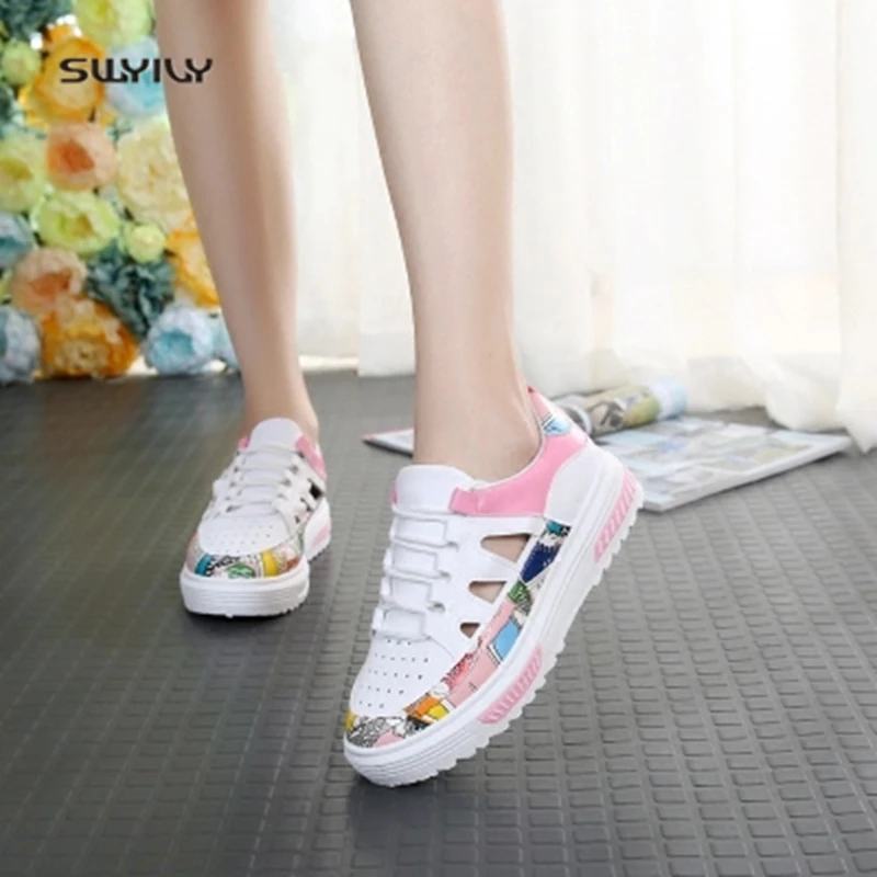 Swyivy mulher sandálias sapatos brancos tênis verão