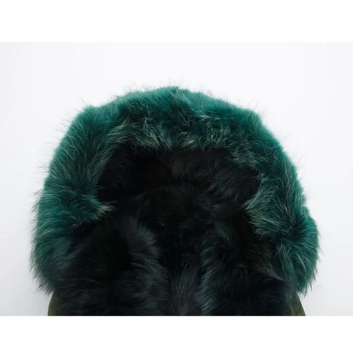Doublure Veste Manteaux Renard Parka Fourrure Laveur Style M Raton Col Marque Italie D'hiver Foncé Capot De Vraie Vert Femmes xwqU8nz0T