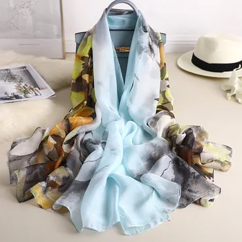 

Luxury Silk Women Beach Scarf 2020 Designer Oil Painting Scarves Lady Foulard Pashmina Hijab Long Shawls Wraps