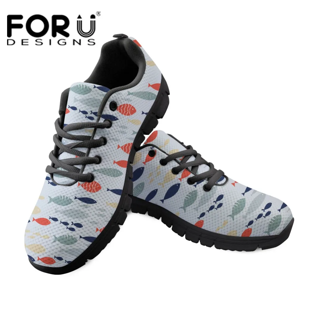 FORUDESIGNS Lovely Fish Pattern Sneakers for Women Cute Flats Shoes Casual Women's Sneakers Shoes Ladies Comfortable Zapatos
