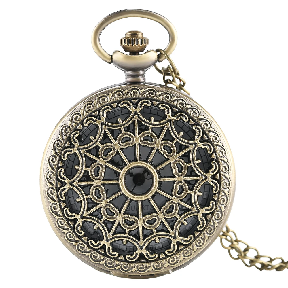 

Men Pocket Watch Bronze Vintage Spider Web Hollow Women Pendant Necklace Quartz Watches Steampunk Fob Relogio De Bolso
