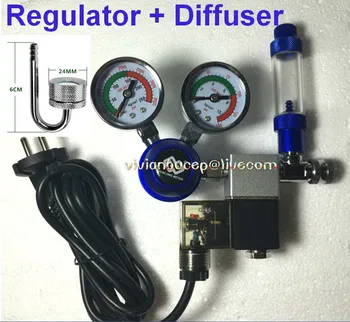 

Aquarium Large Pressure Gauge CO2 Regulator, Dual Gauges, W21.8, 22mm, M22, CGA320, Solenoid, Bubble counter, Diffuser