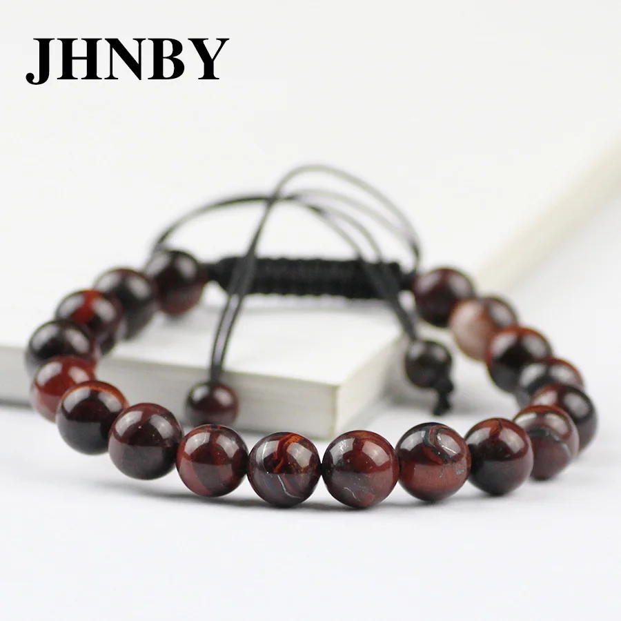 JHNBY натуральный красный Окс тигровый глаз камень браслет для женщин 6/8/10/12 мм