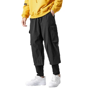 

2019 Men Black Harem Pant Men Street Punk Hip Hop Casual Trousers Joggers Male Multi-pocket Cargo Pants M-5XL