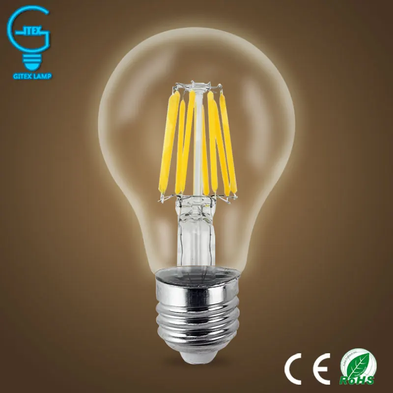 

LED Filament Bulb Dimmable 2W 4W 6W 360 Degree Retro Led Edison lamp A60 Housing Blub Glass Crystal Chandeliers Incandescent